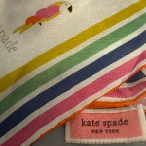 Kate Spade New York colorful striped Birds Print square Scarf - Pre-loved/EUC